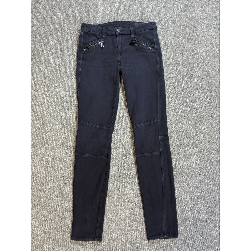 Vince Women's Moto Style Skinny Jeans Size 27 Black Zipper Biker Streetwear